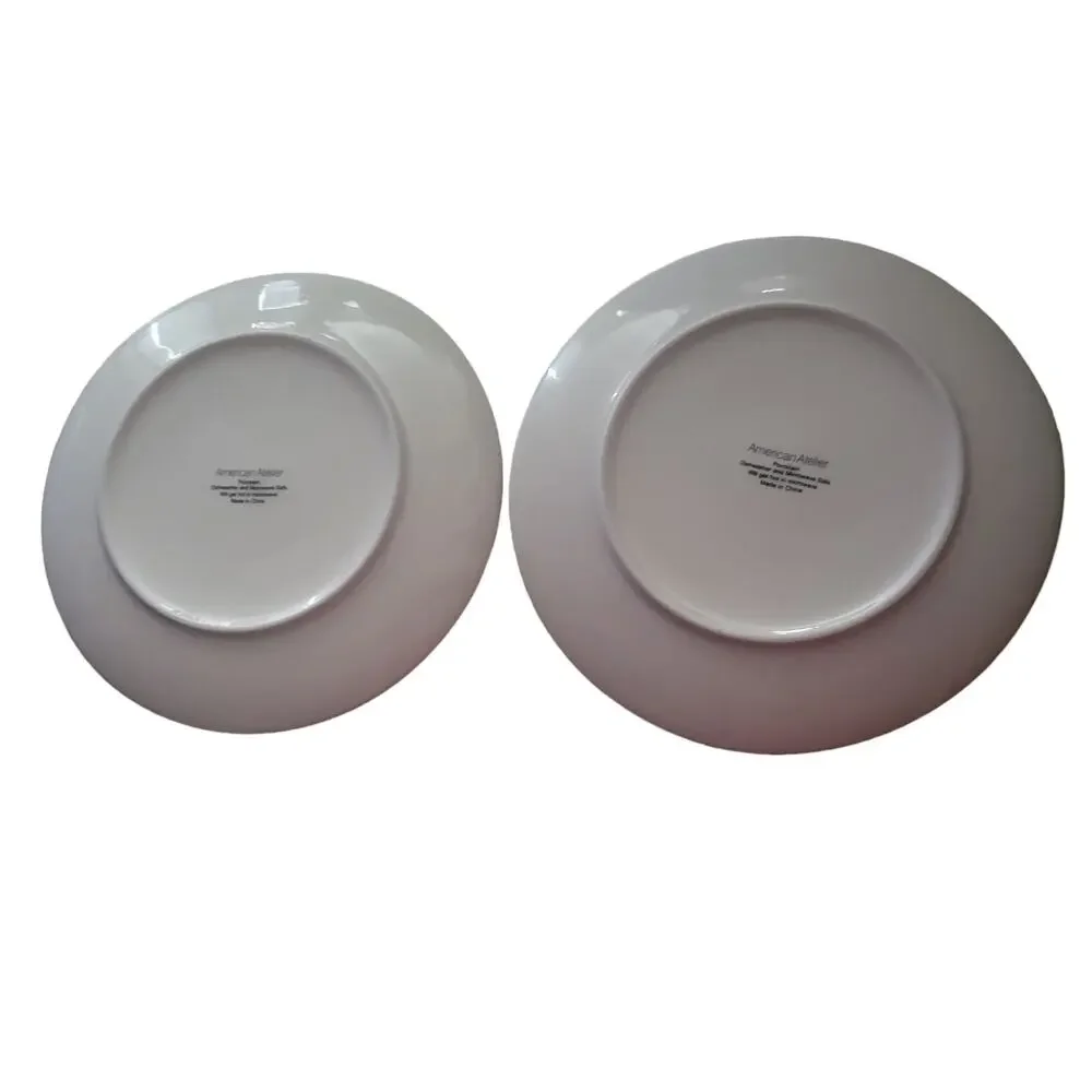 American Atelier Salad Plates Christmas Bulbs‎ and Presents Porcelain Set of two